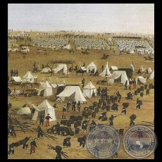 CAMPAMENTO ARGENTINO FRENTE A LA URUGUAYANA, 1865 - Óleo de CANDIDO LÓPEZ